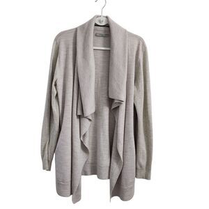 AllSaints Drina Cardigan Womens Large Wool‎ Neutral Sweater Wrap Zip Shoulder